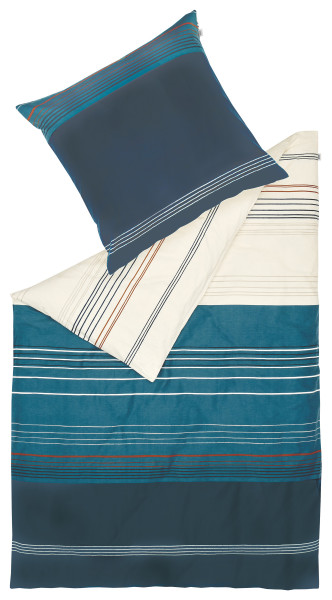 Bettwäsche Biber HORIZON in blau aus Baumwolle