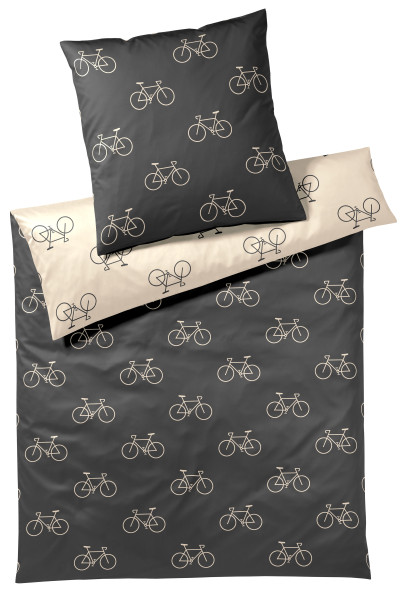 Bettwäsche VELO Mako-Satin in anthrazit aus Baumwolle