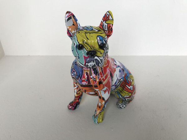 Hund GRAFITTI in bunt aus Polyresin