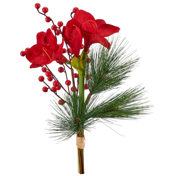 Kunstblume Amaryllis Strauß in rot aus Kunststoff