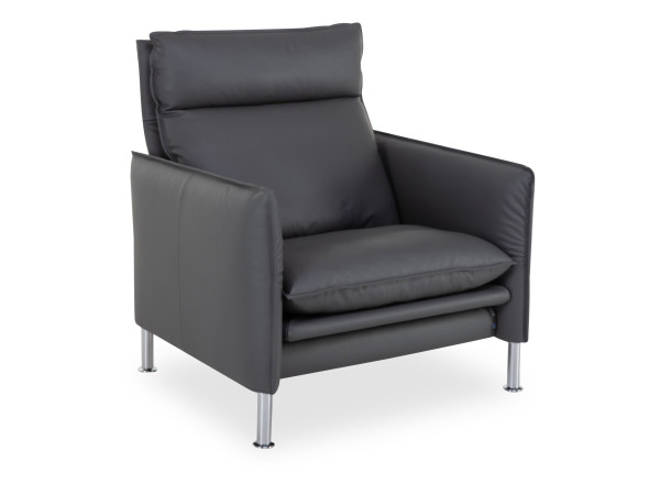 Sessel PORTO extra hoch in grau aus Leder