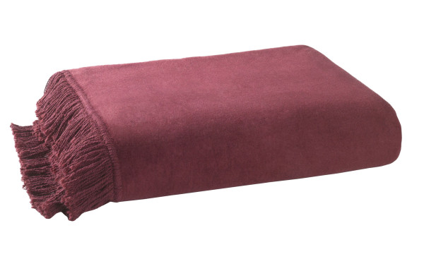 Plaid Fransen bordeaux in bordeaux aus Mischgewebe