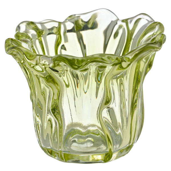 Teelichthalter BLÜTE in grün aus Glas