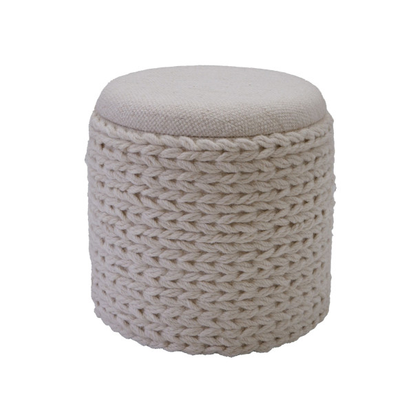 Hocker in beige aus Wolle