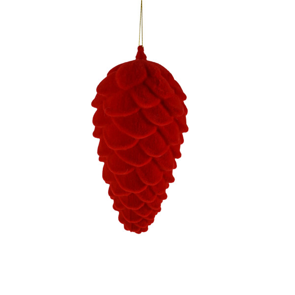 Weihnachtskugel TANNENZAPFEN in rot aus Kunststoff