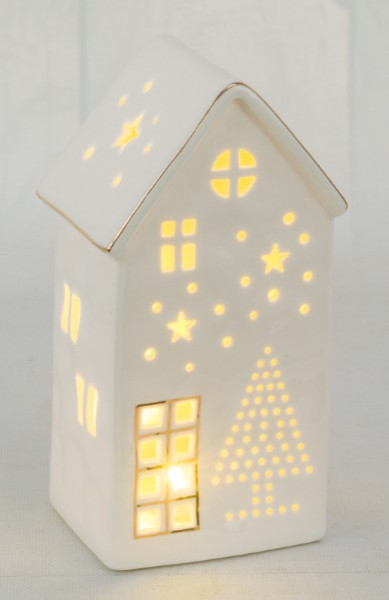 Haus LED in weiß aus Keramik