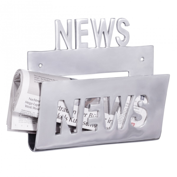 Zeitungsständer in silberfarben aus Aluminium