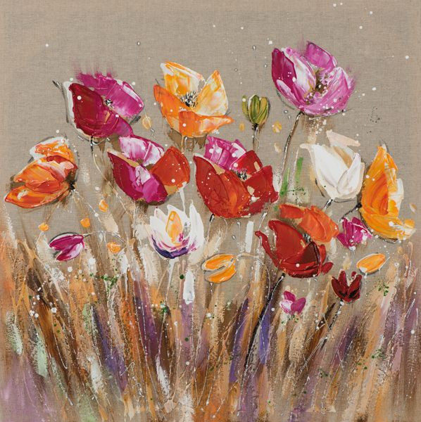 Gemäle FARBENFROHE BLUMEN in bunt aus Holz