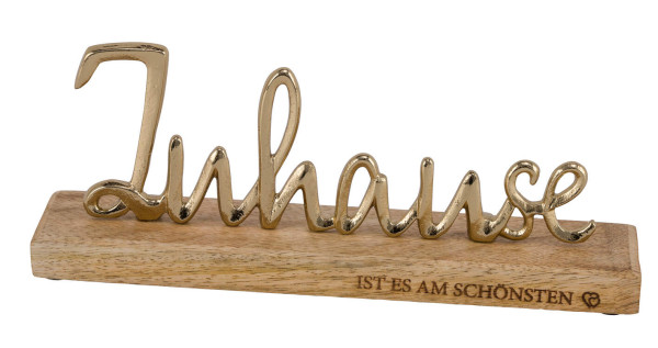 Schriftzug ZUHAUSE in goldfarben aus Aluminium