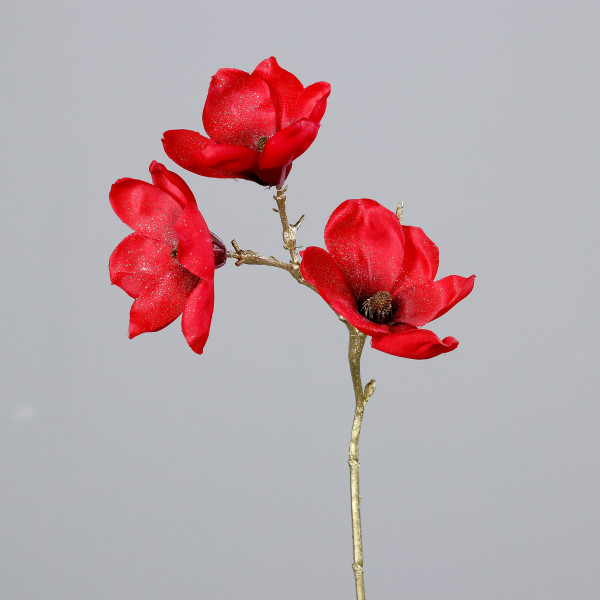 Kunstblume MAGNOLIE in rot aus Kunststoff