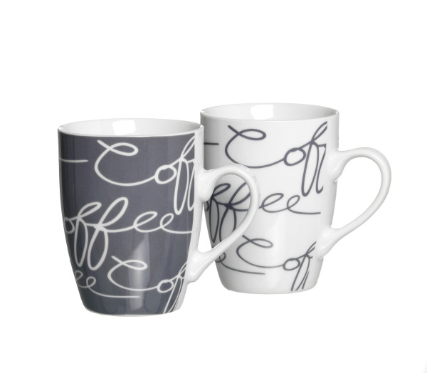 Henkelbecher CORNELLO in grau aus Porzellan