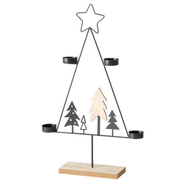Teelichthalter FLORESTA in schwarz aus Materialmix
