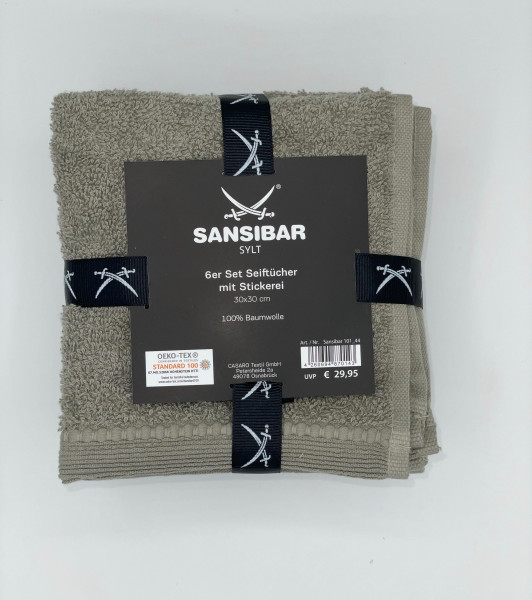 Seiftuch 6er-Set SANSIBAR in taupe aus Baumwolle