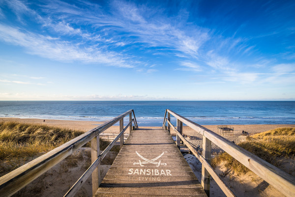 Leinwandbild WEG zum STRAND in mehrfarbig aus Holz