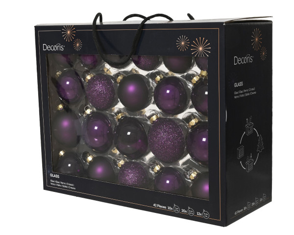 Weihnachtskugel-Box MAXI FEIGE in lila aus Glas