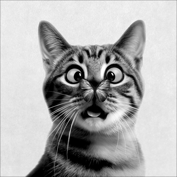 Keilrahmenbild FUNNY CAT I in mehrfarbig aus Holz