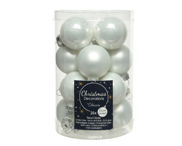 Weihnachtskugel-Box WINTERWEISS in weiß aus Glas