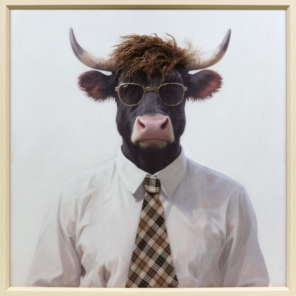 Leinwandbild Mr. BIG BULL in beige aus Holz