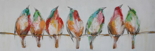 Ölbild Vögel auf Ast bunt (BHT 150x50x5 cm)