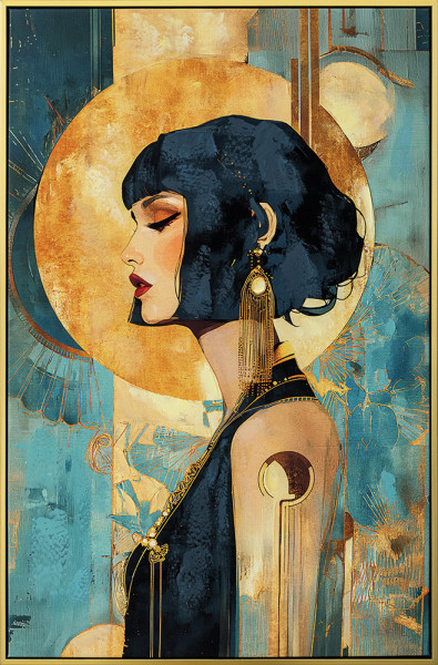 Gemälde 1920´s GLAMOUR in goldfarben aus Holz