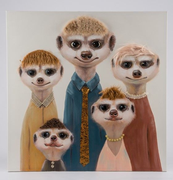 Canvasbild Erdmännchen-Gruppe in mehrfarbig aus Baumwolle