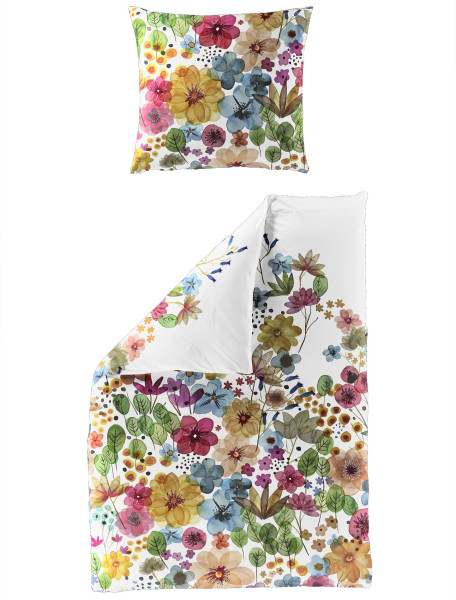 Bettwäsche Mako-Satin bunt in bunt aus Baumwolle