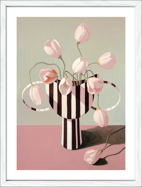Gerahmtes Bild CRAZY VASE I in mehrfarbig aus Glas satiniert