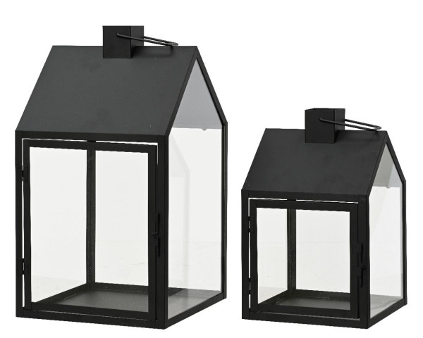 Laterne groß in schwarz aus Eisen
