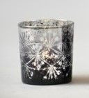 Teelichthalter FLOWER CUT in Smoke aus Glas