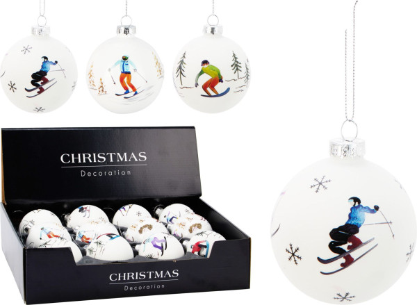 Weihnachtskugel in weiß aus Glas