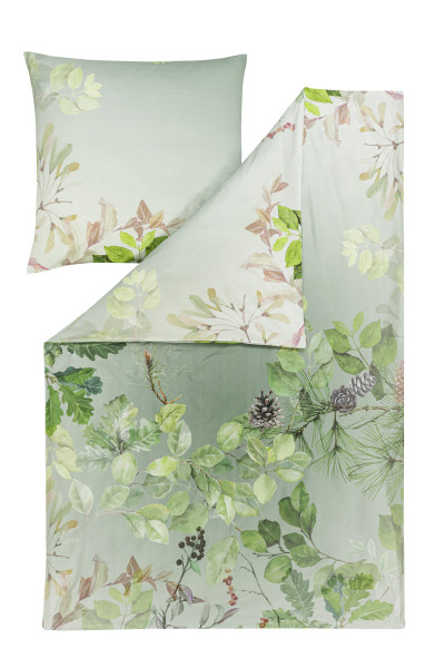 Bettwäsche Mako-Satin in grün aus Baumwolle