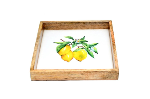 Deko-Tablett LEMON in braun aus Metall