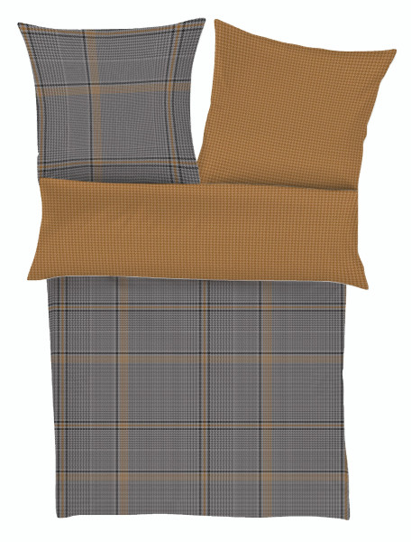 Bettwäsche s.Oliver Satin in graubraun aus Baumwolle